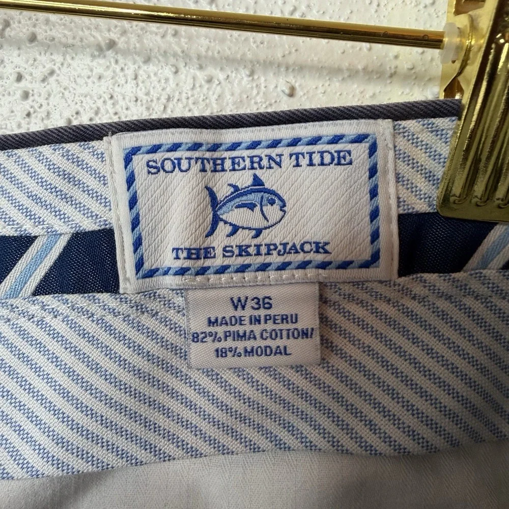 Southern Tide Skipjack Dark Blue Chino Shorts Flat Front Classic Fit Waist 36